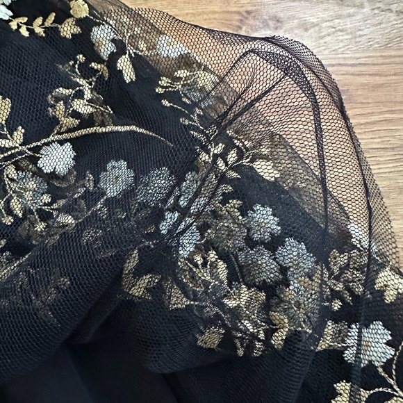 EXPRESS Black Floral Mini Dress Size 0 Tulle - Picture 9 of 15